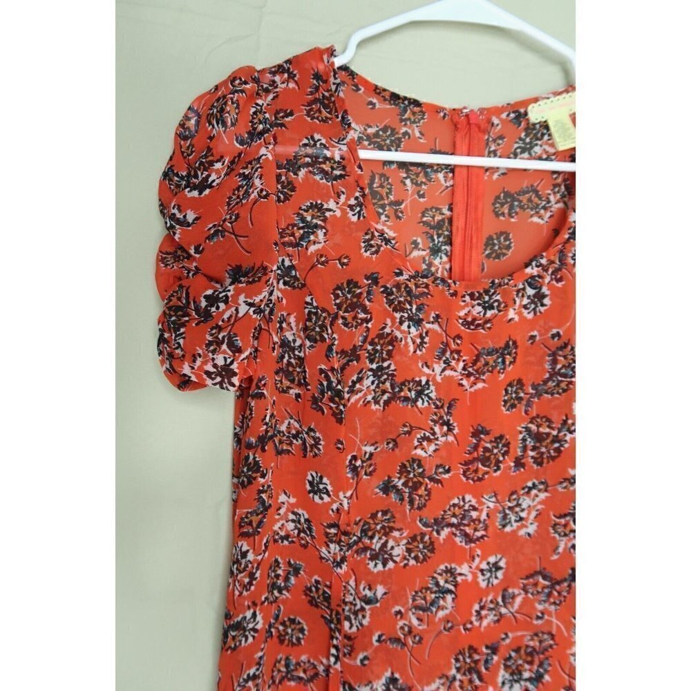 Urban Outfitters Pins and Needles Mini Dress Red Orange Floral Women's Small - Picture 2 of 11